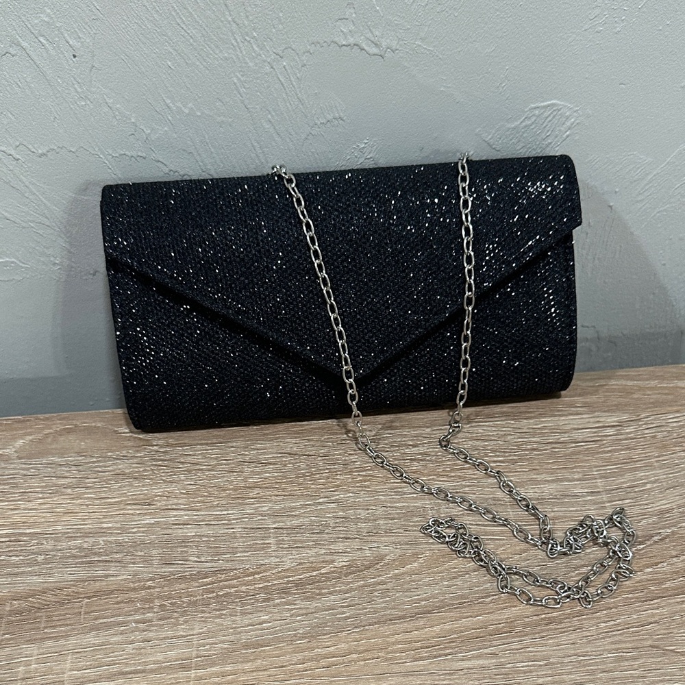 Elegant Black Clutch with Chain Strap